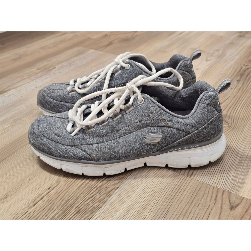 Skechers‎ Flex Elite Synergy Gray Walking Shoes Womens 7.5 Heathered Sneaker